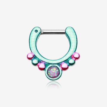 Colorline Opal Grandiose Septum Clicker-Teal/Pink